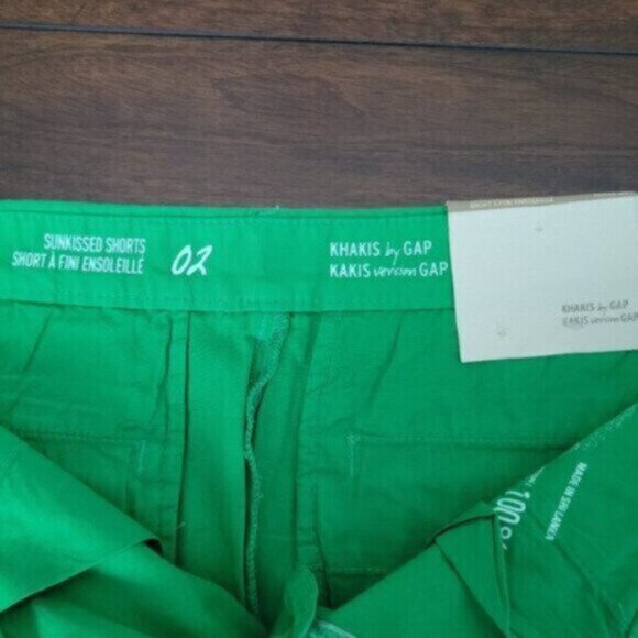 New GAP Kahki Shorts Sunkissed Bright Green Khaki Women's Size 2 NWT - Picture 4 of 8